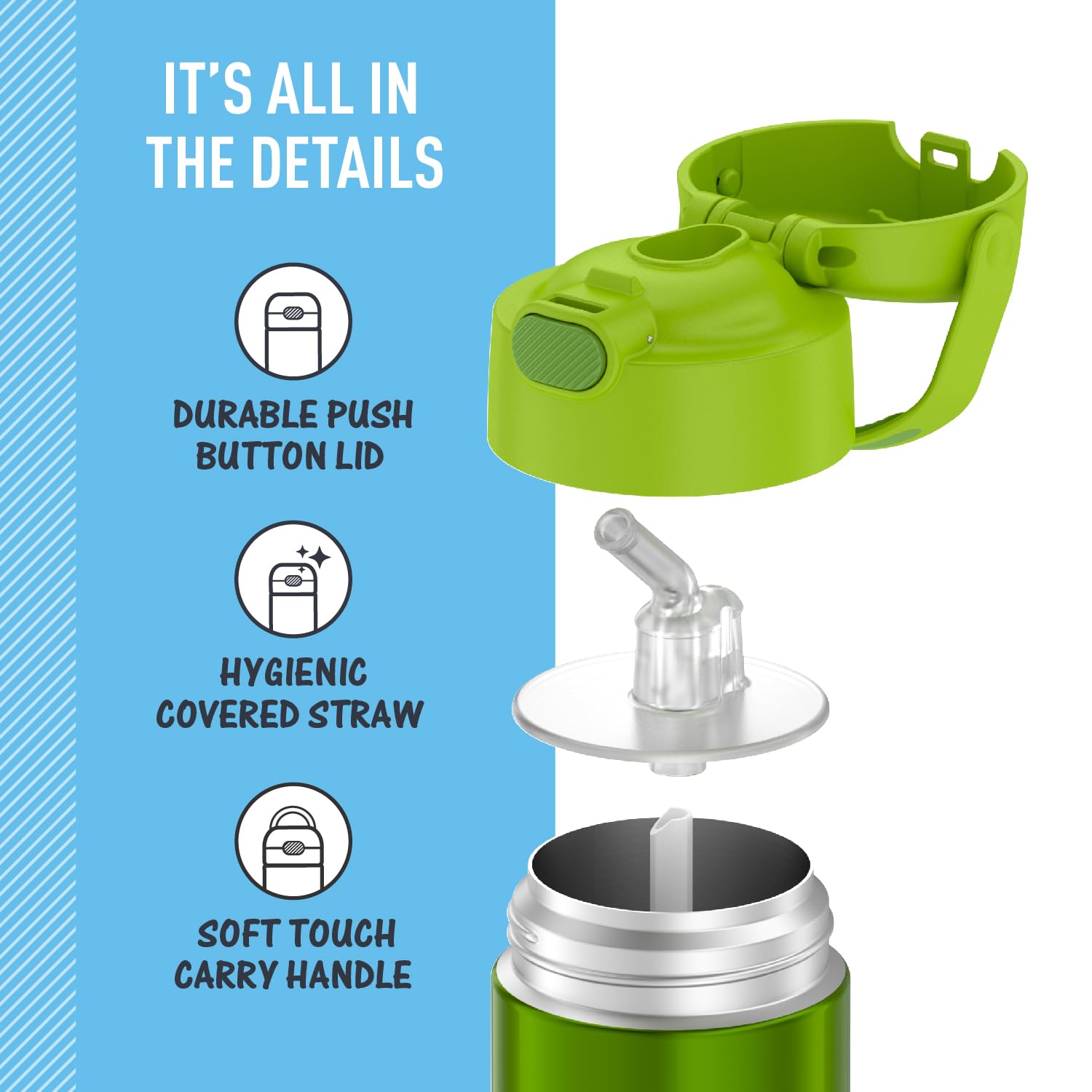 THERMOS removable silicone straw close-up for hygienic cleaning benefit