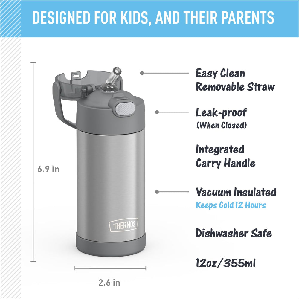 THERMOS FUNTAINER close-up of stainless-steel finish highlighting durable, sweat-proof exterior