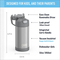 THERMOS FUNTAINER close-up of stainless-steel finish highlighting durable, sweat-proof exterior