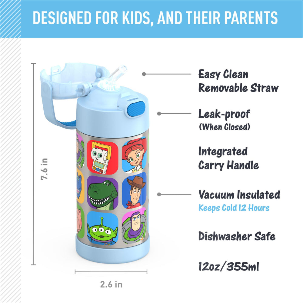 THERMOS pop-up lid and removable silicone straw detail for easy drinking and cleaning