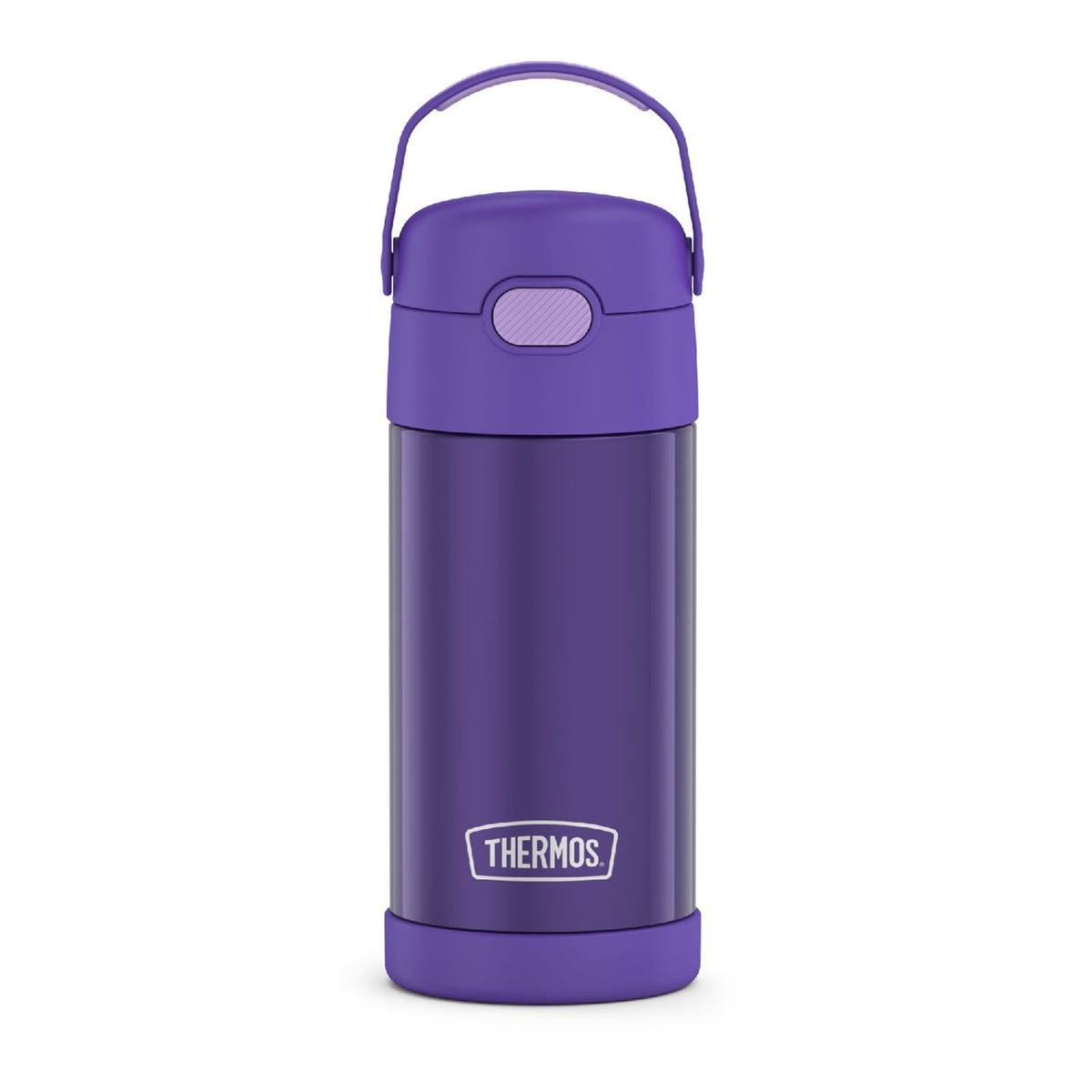 THERMOS FUNTAINER violet front view showing compact kid-friendly design and easy grip