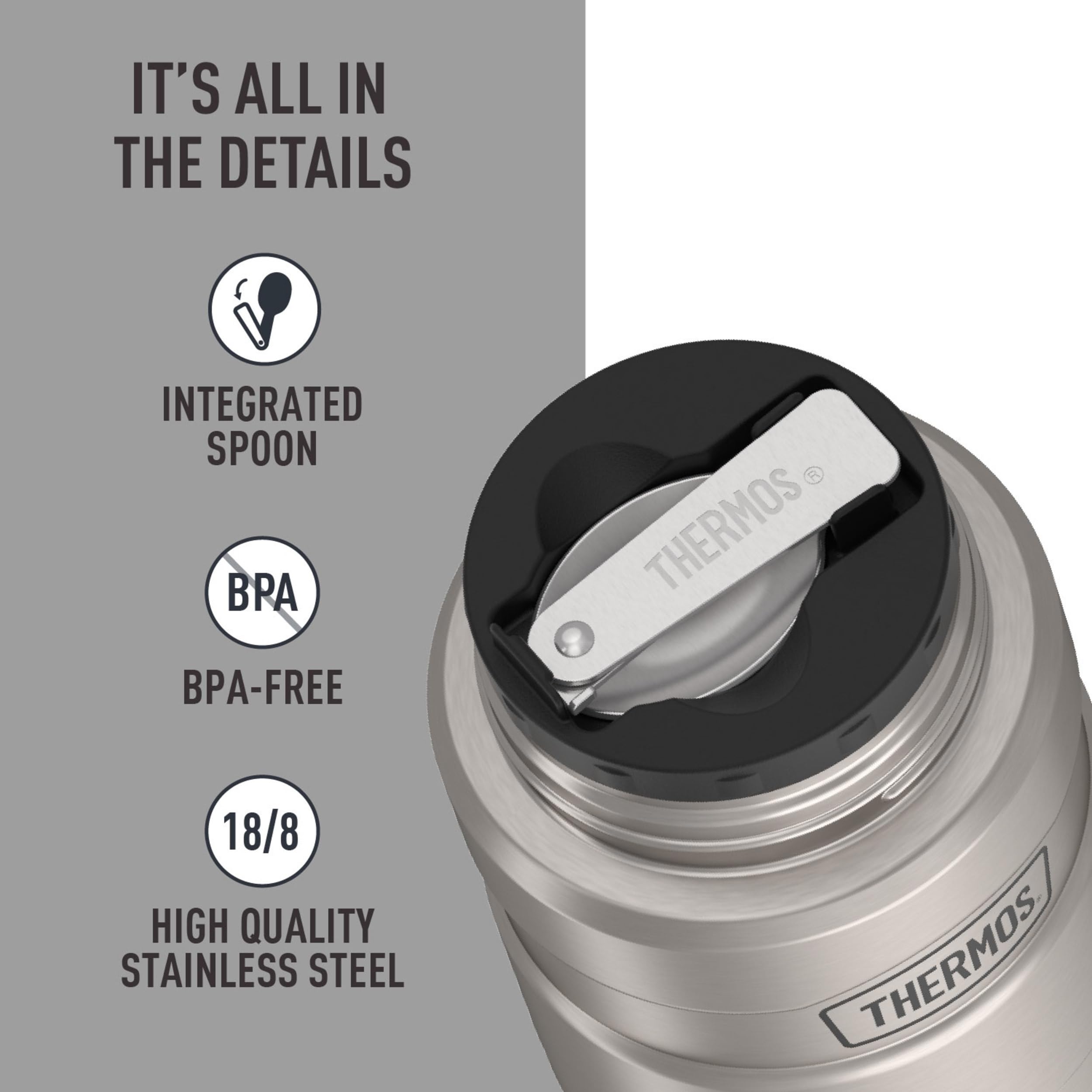 THERMOS open with hot soup inside showing temperature retention benefit