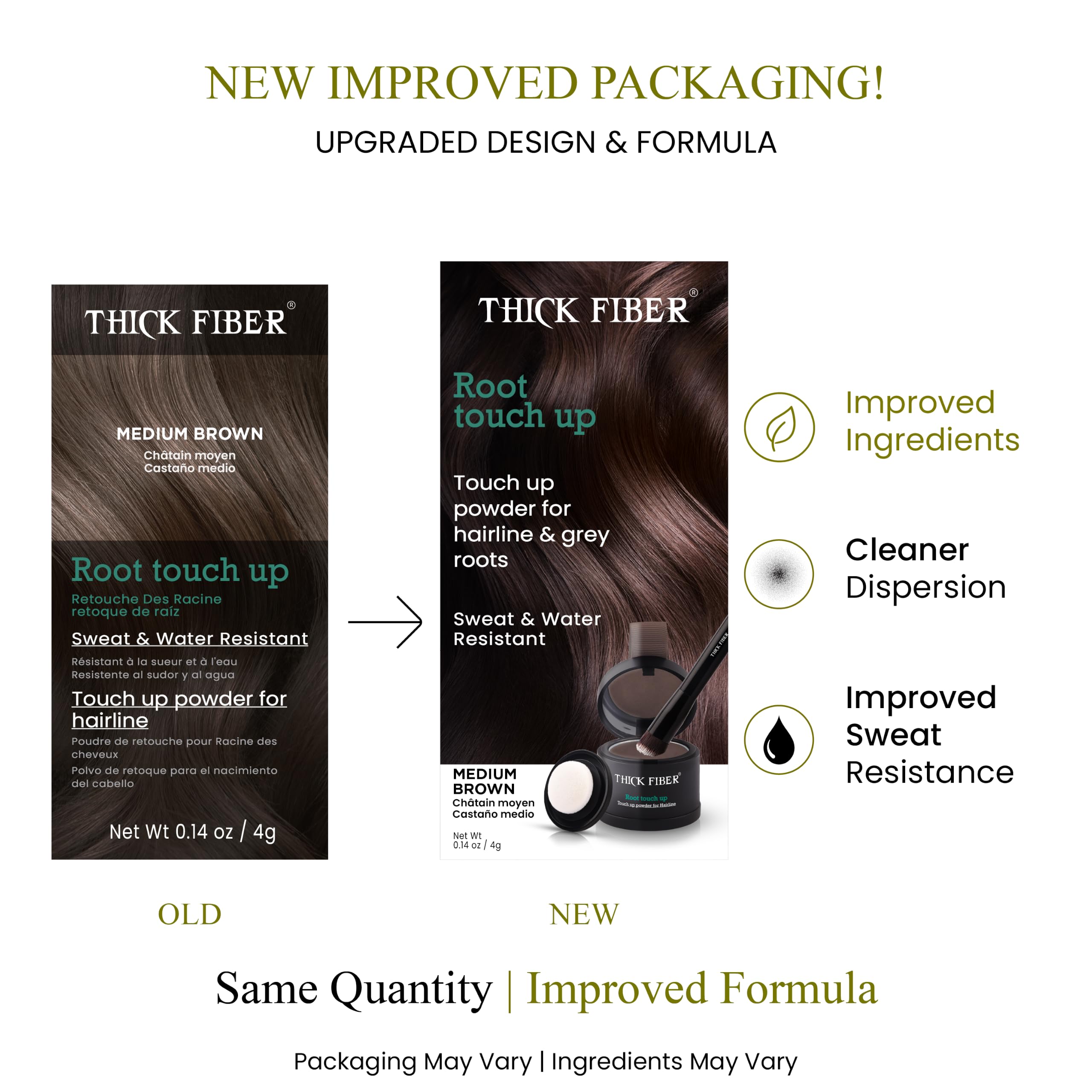 Thick Fiber compact opened with mirror for on-the-go touchups
