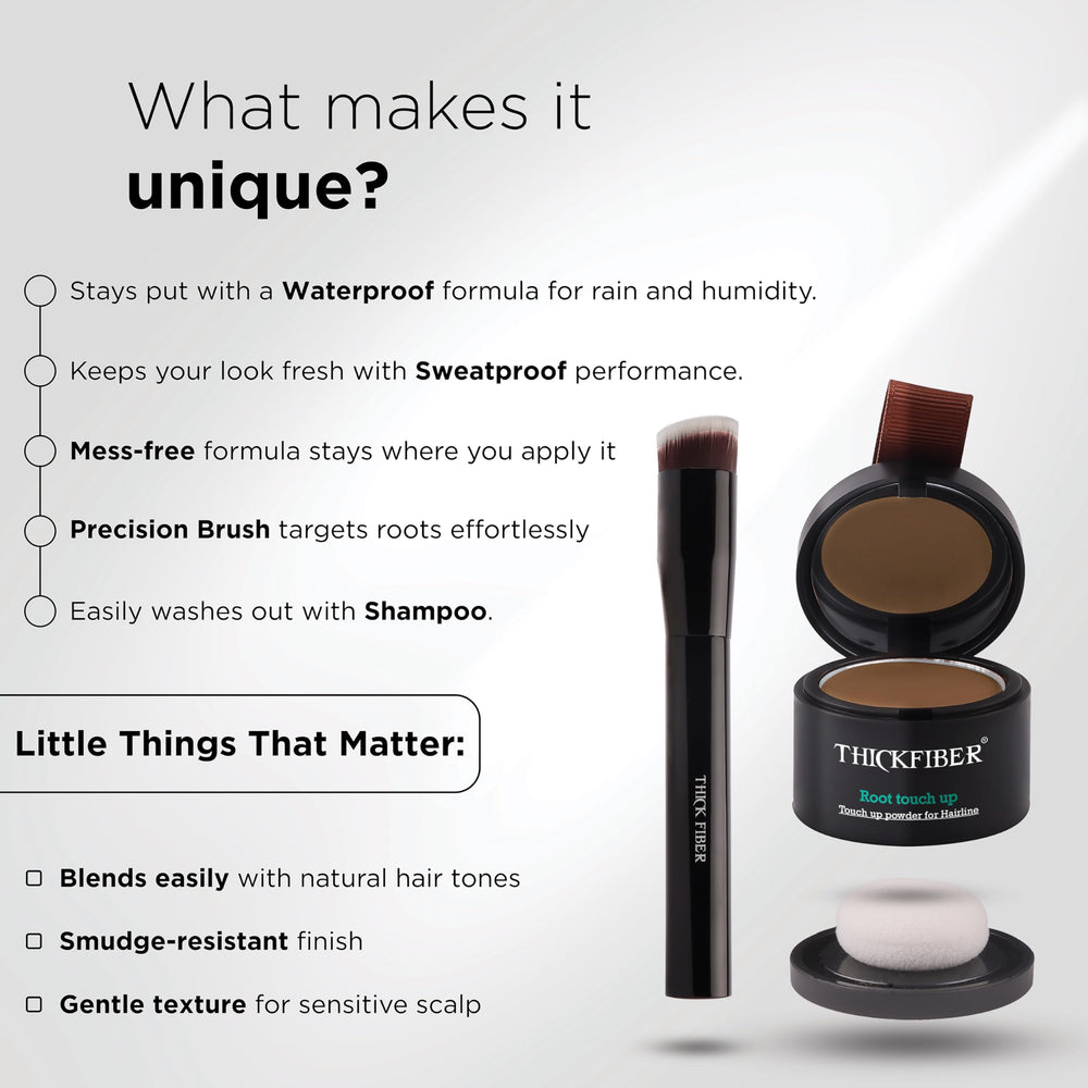 THICK FIBER lifestyle shot of woman applying powder for confidence boost