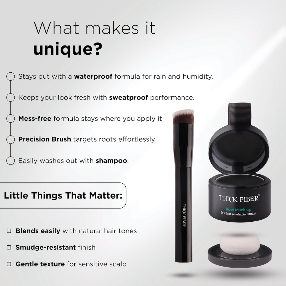 THICK FIBER size scale in hand showing portable, travel-friendly convenience