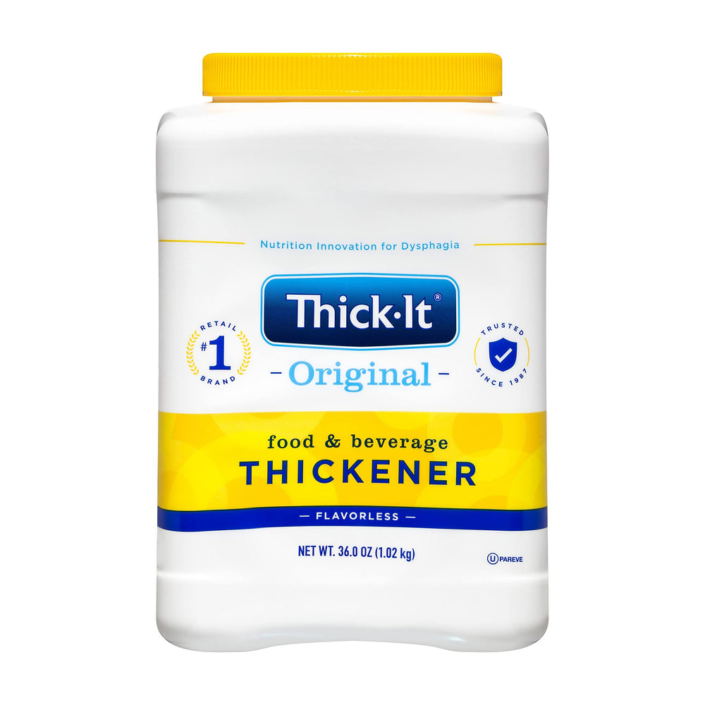 Thick-It canister front view showing product and clear usage benefit