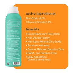 THINK thinkkids label close-up highlighting mineral zinc oxide and clean ingredients