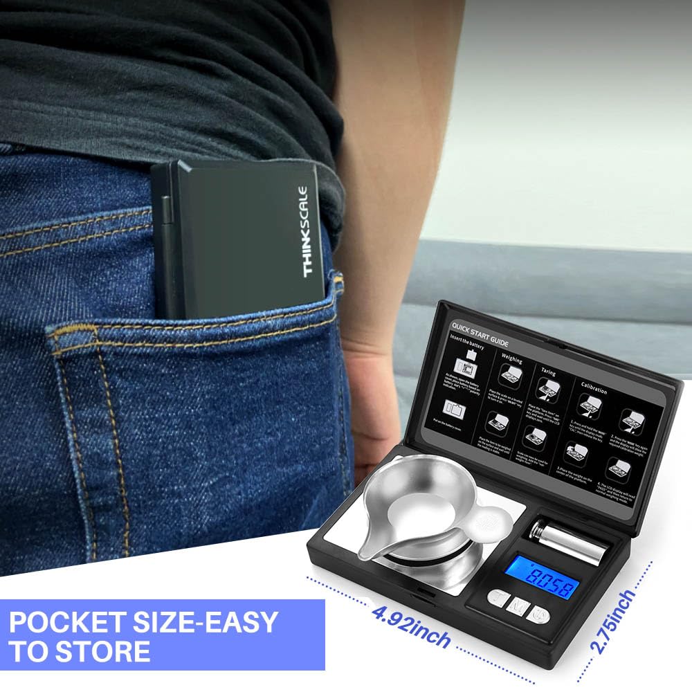 THINKSCALE next to smartphone showing compact size and pocketable benefit