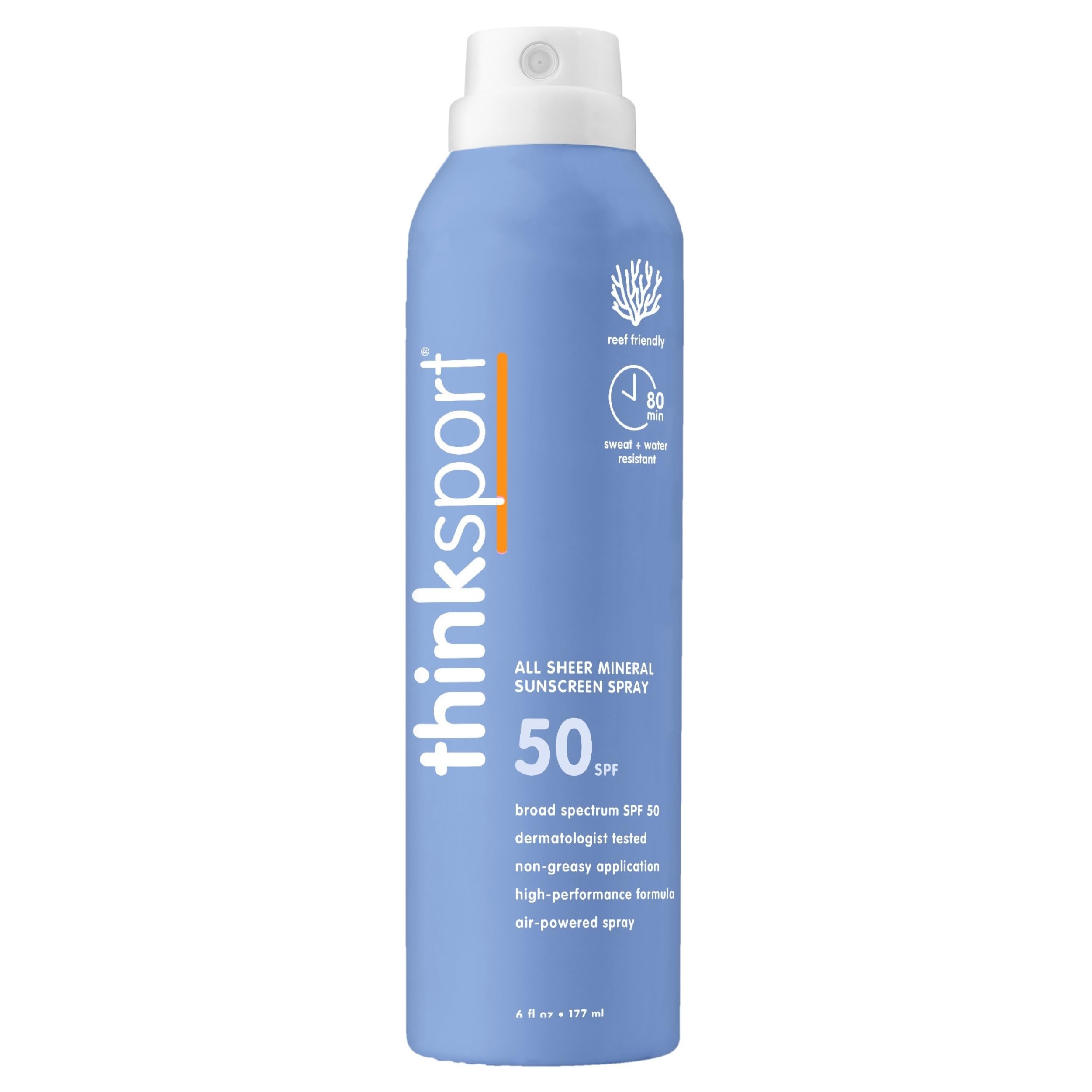 Thinksport front packaging showing SPF 50 protection and benefit