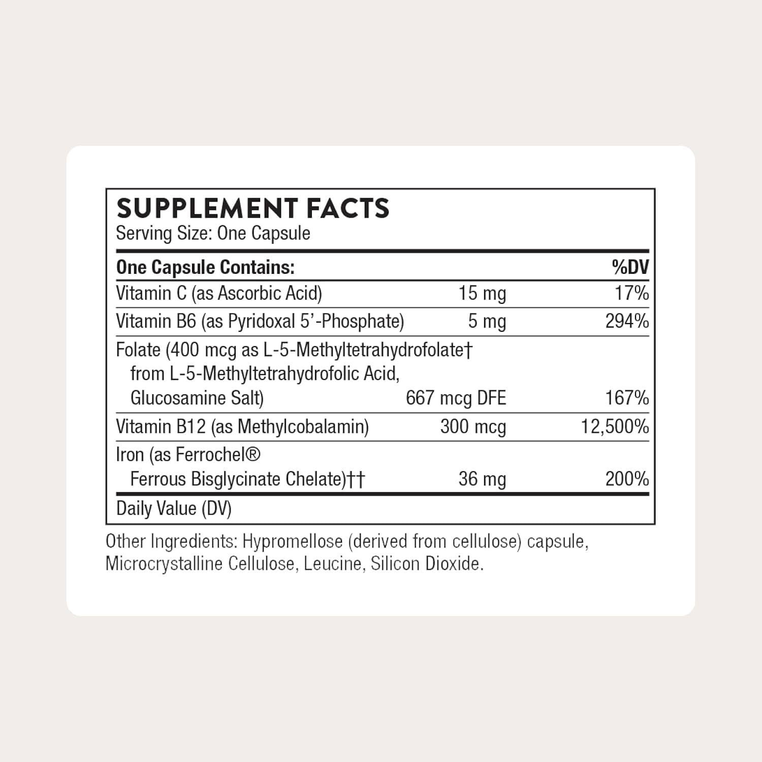 THORNE closeup of capsule texture highlighting easy-to-swallow finish
