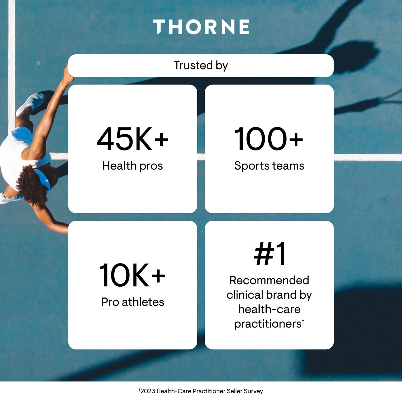 THORNE packaging close-up emphasizing quality seal and brand trust
