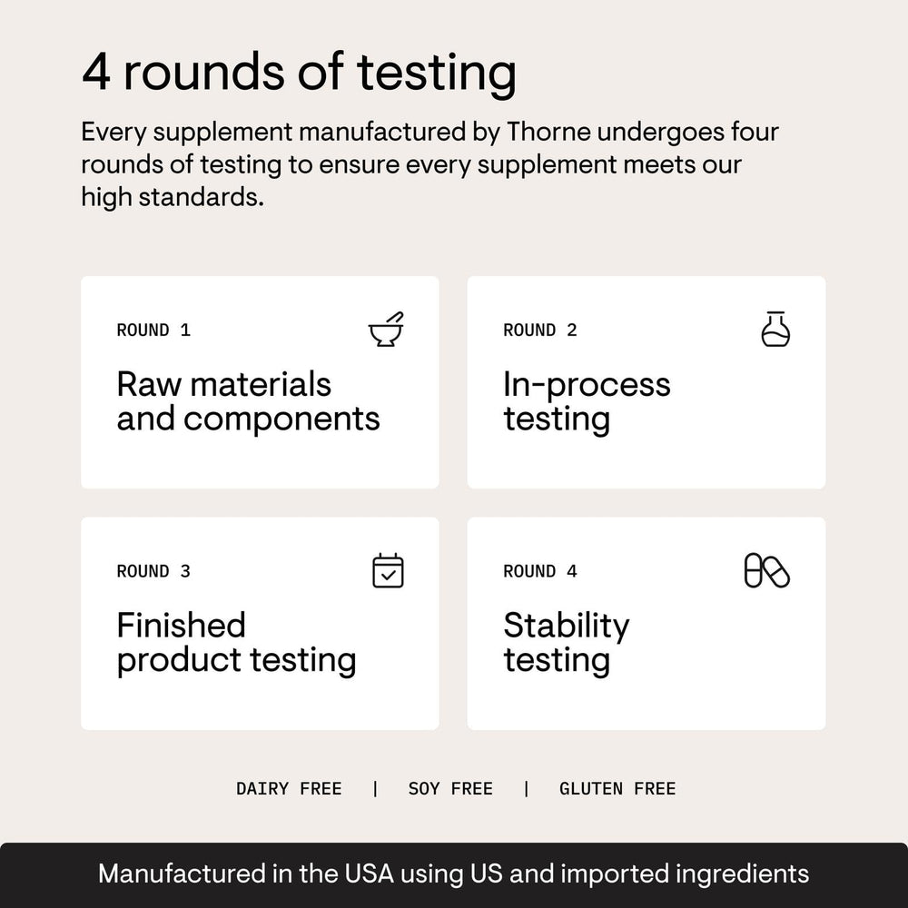 THORNE NSF Certified for Sport seal on label reassuring tested quality
