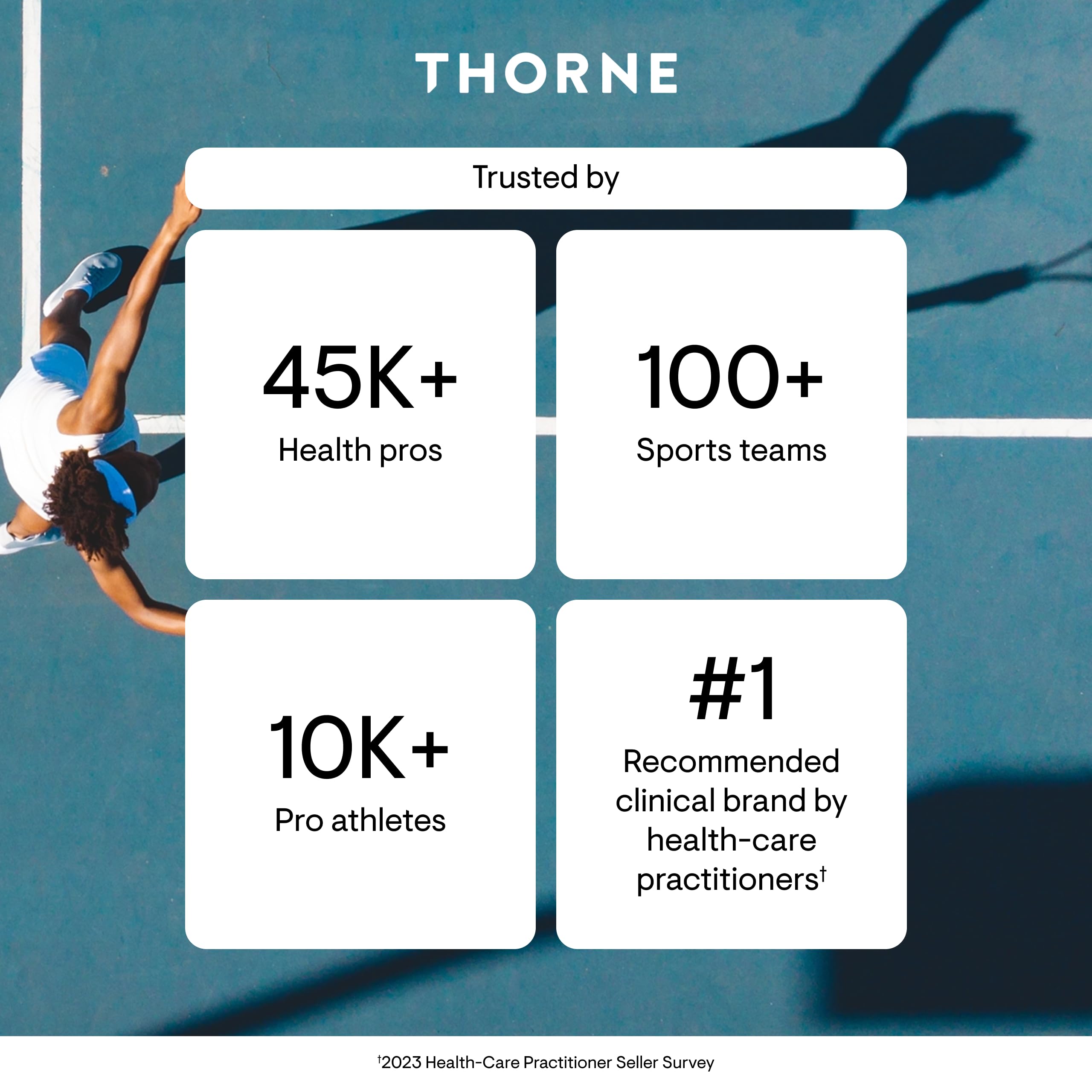 THORNE bottle with fresh leaf lifestyle shot communicating natural ingredient focus benefit
