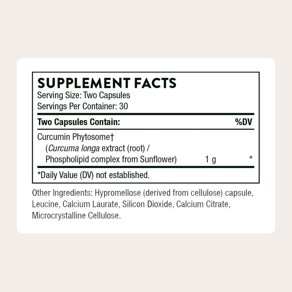 THORNE single curcumin capsule close-up highlighting smooth texture and potency