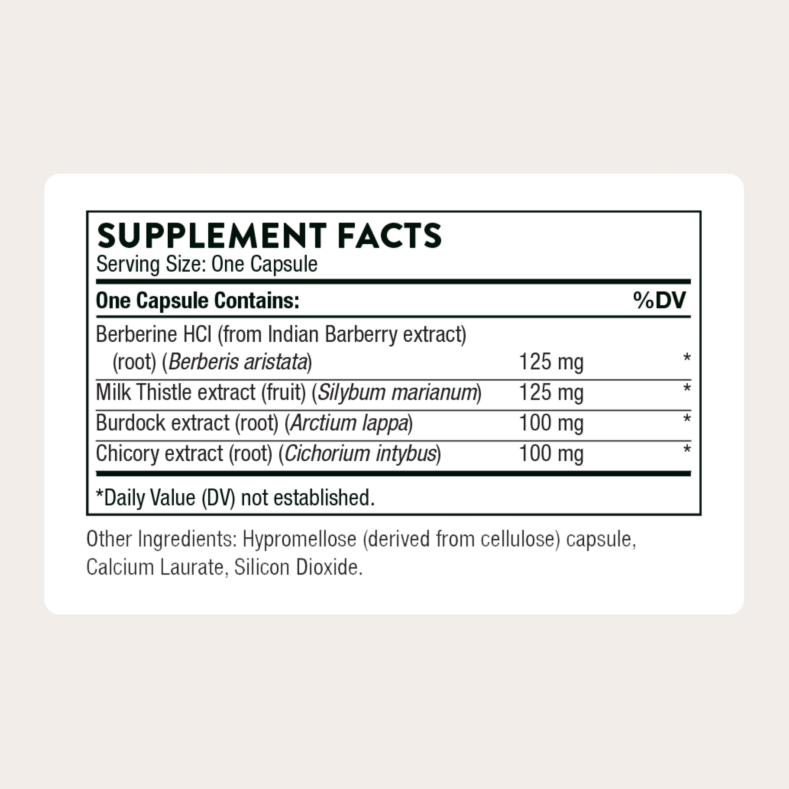 THORNE bottle beside ingredient list emphasizing standardized extracts