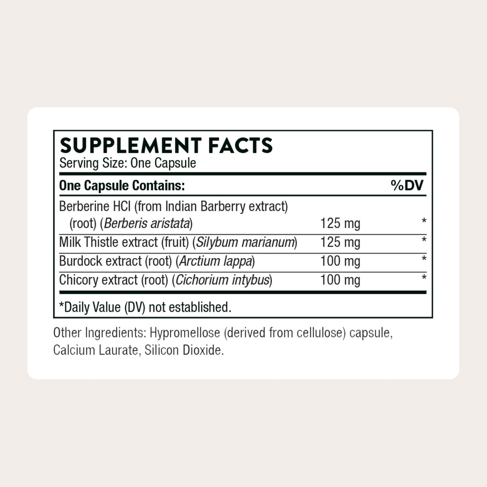 THORNE bottle beside ingredient list emphasizing standardized extracts