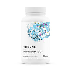 THORNE front bottle shot showing PharmaGABA-100 label and 60-count benefits