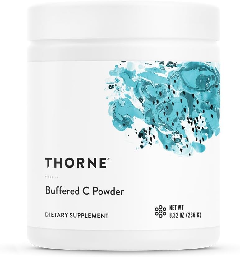 THORNE powder close-up with scoop showing fine texture and mixability, enables easy dosing and absorption