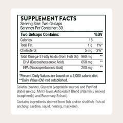 Close-up of THORNE prenatal DHA softgels showing smooth texture and easy swallowing