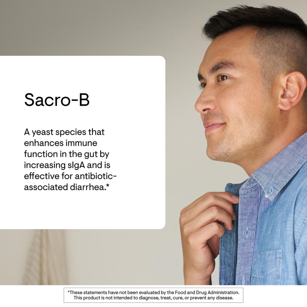 THORNE label detail displaying Saccharomyces boulardii potency and third-party certification benefit
