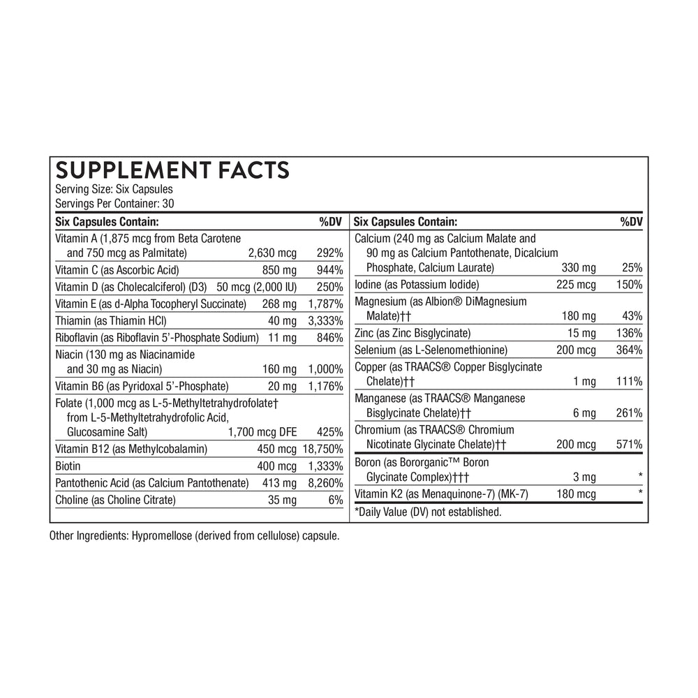 THORNE label close-up highlighting ingredient transparency and testing