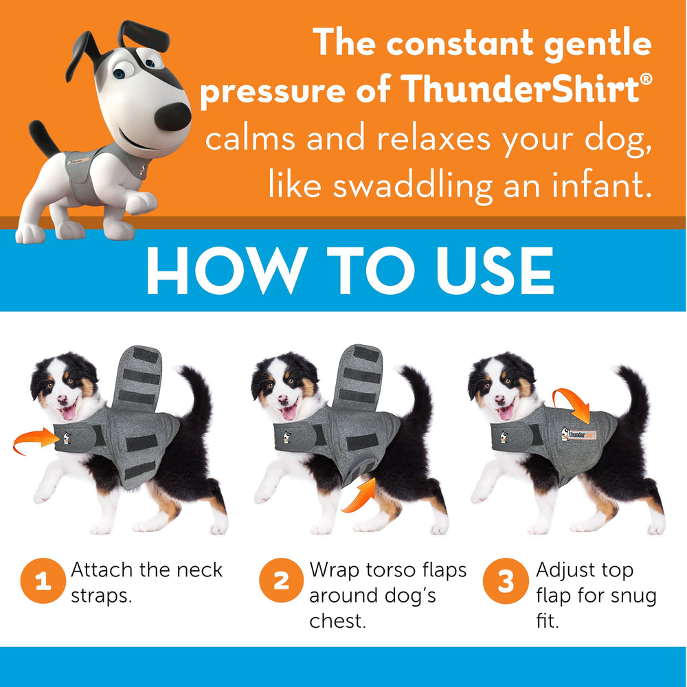 Thundershirt fastener and label detail showing adjustable straps for reliable calming support
