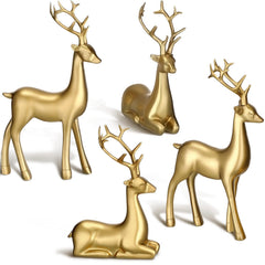 Thyle gold reindeer front group showing four-piece set for festive tabletop