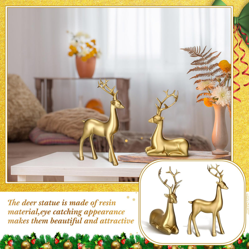 Thyle reindeer styled on mantel with candles adding warm holiday ambiance