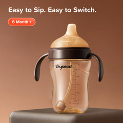 thyseed soft silicone spout closeup that protects gums and offers a breast-like feel