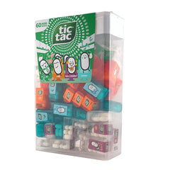 Tic Tac lineup of five mini box flavors top view to compare color and choice