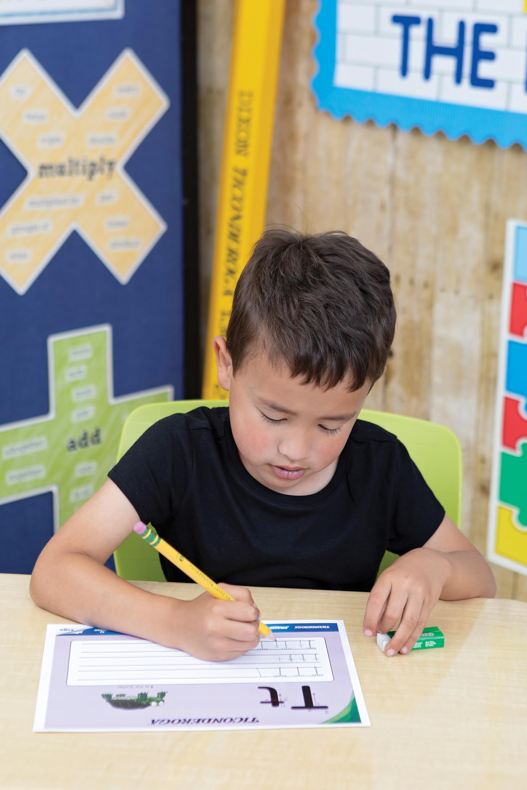 Ticonderoga box on classroom shelf showing classroom-ready bulk supply benefit