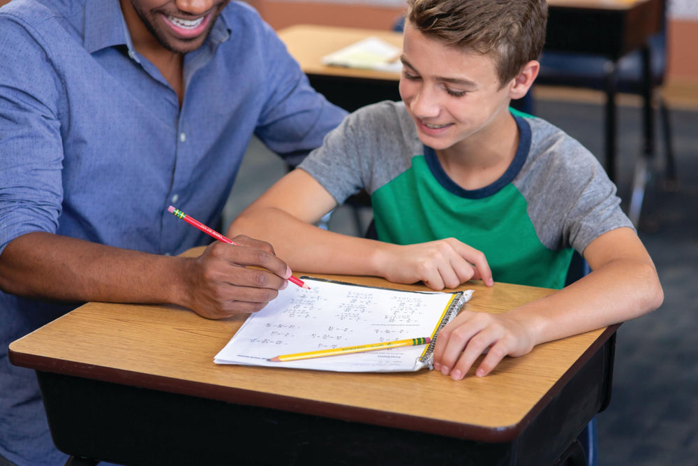 Ticonderoga latex-free eraser detail emphasizing kid-safe convenience