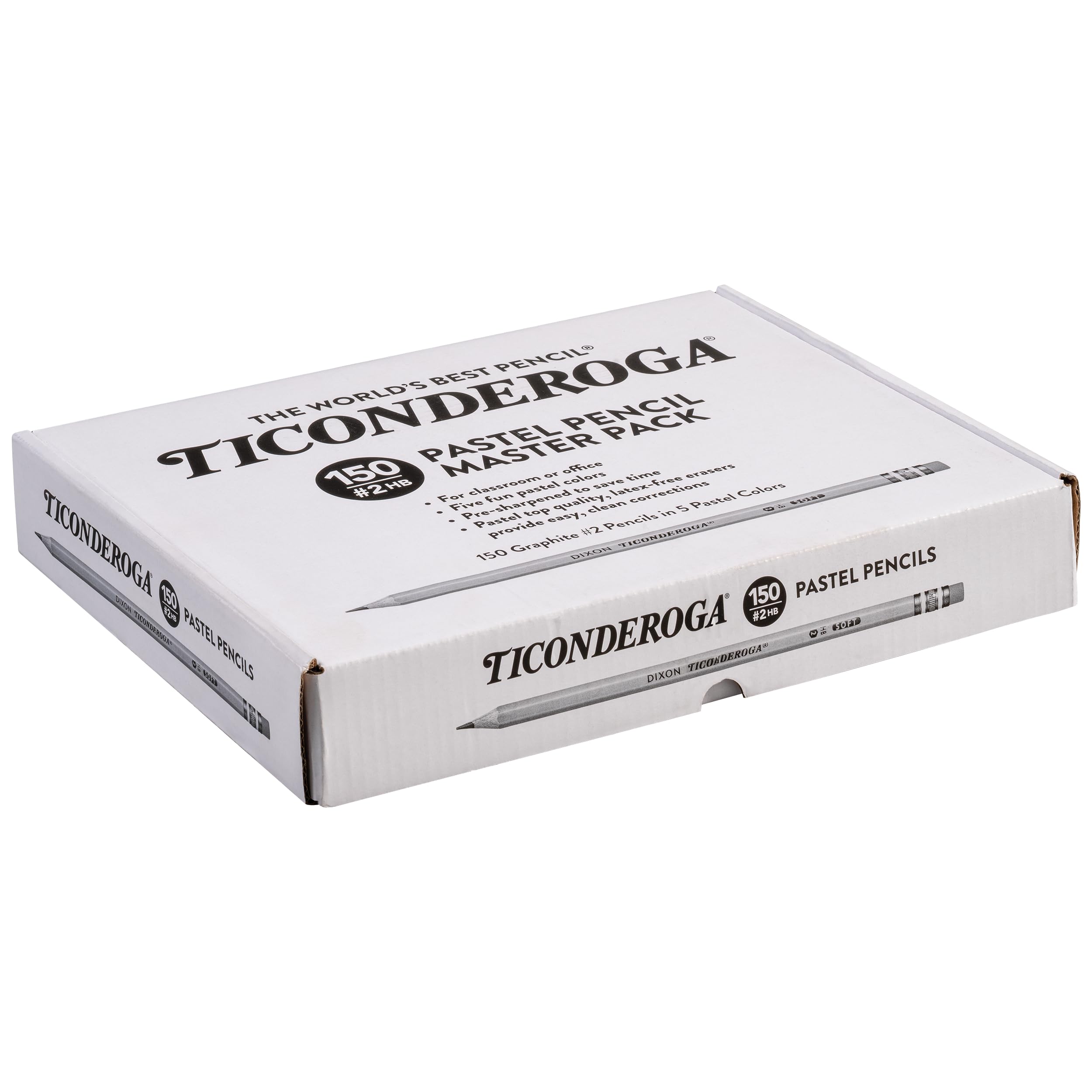 Ticonderoga close-up of color-matched eraser and green-gold ferrule for secure erasing