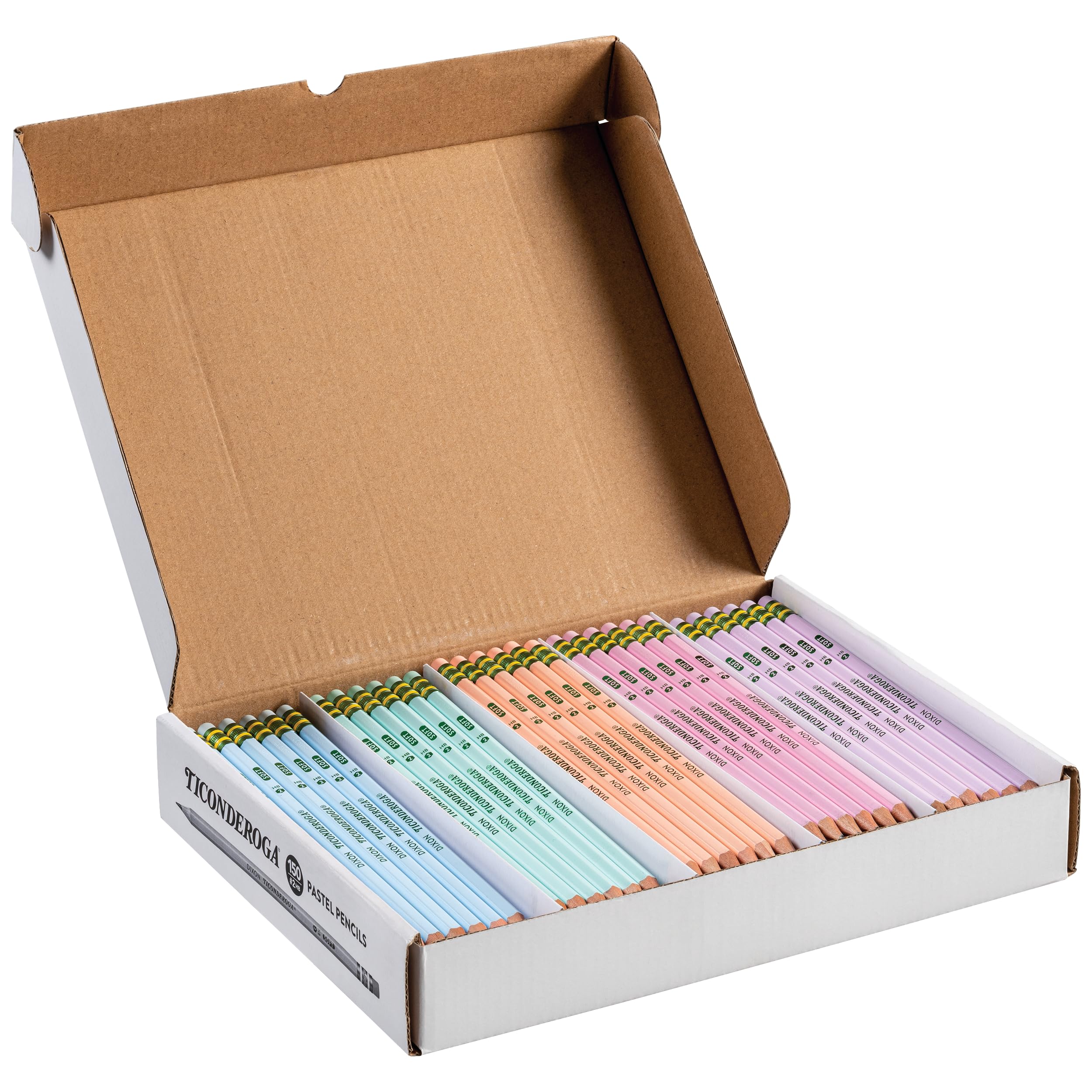 Ticonderoga pack front view showing pastel pencils and packaging benefit quick supply
