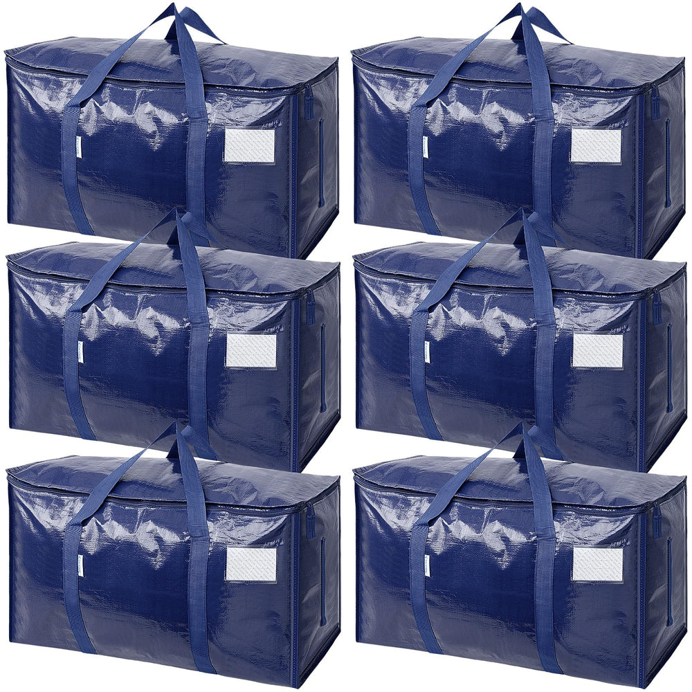 TICONN front view of six navy moving bags showing capacity and organized set