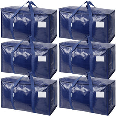 TICONN front view of six navy moving bags showing capacity and organized set