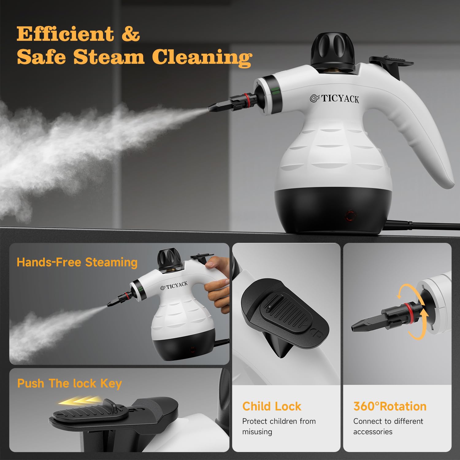 TICYACK steaming a stovetop removing grime benefit: chemical-free high-heat cleaning