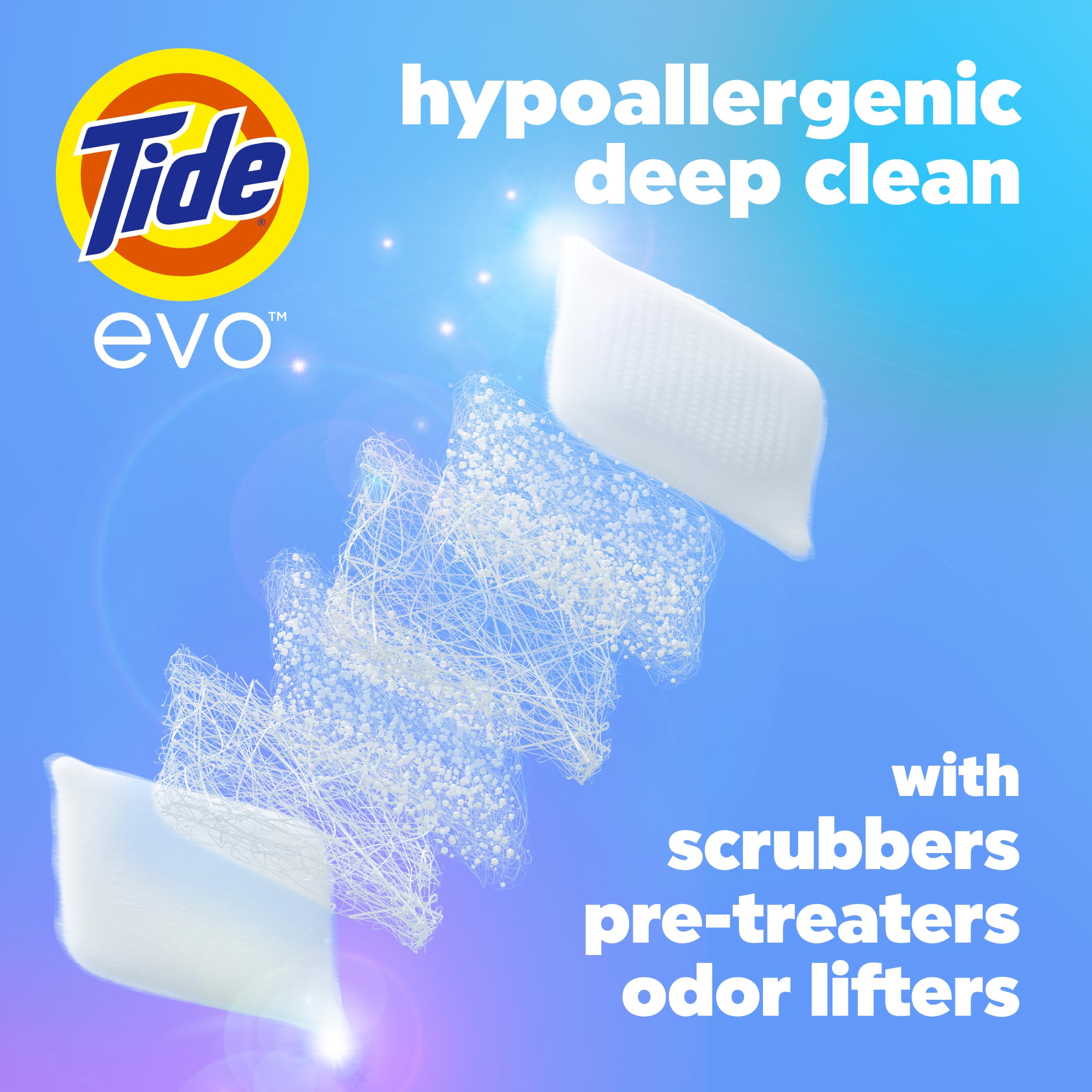Tide evo tile dissolving in water for quick activation benefit