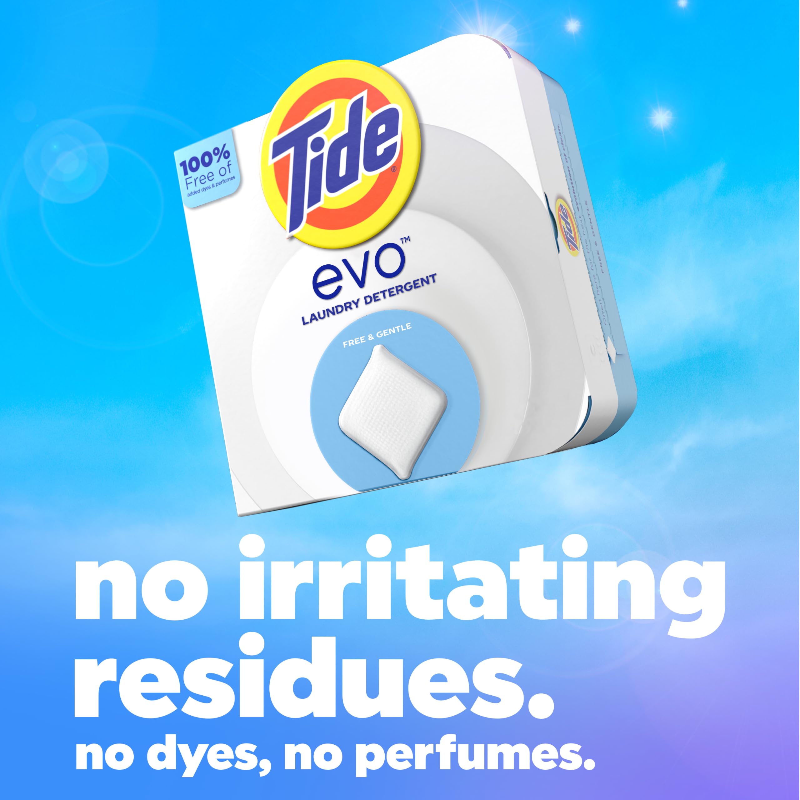 Tide evo tiles on laundry shelf in family laundry room for convenience