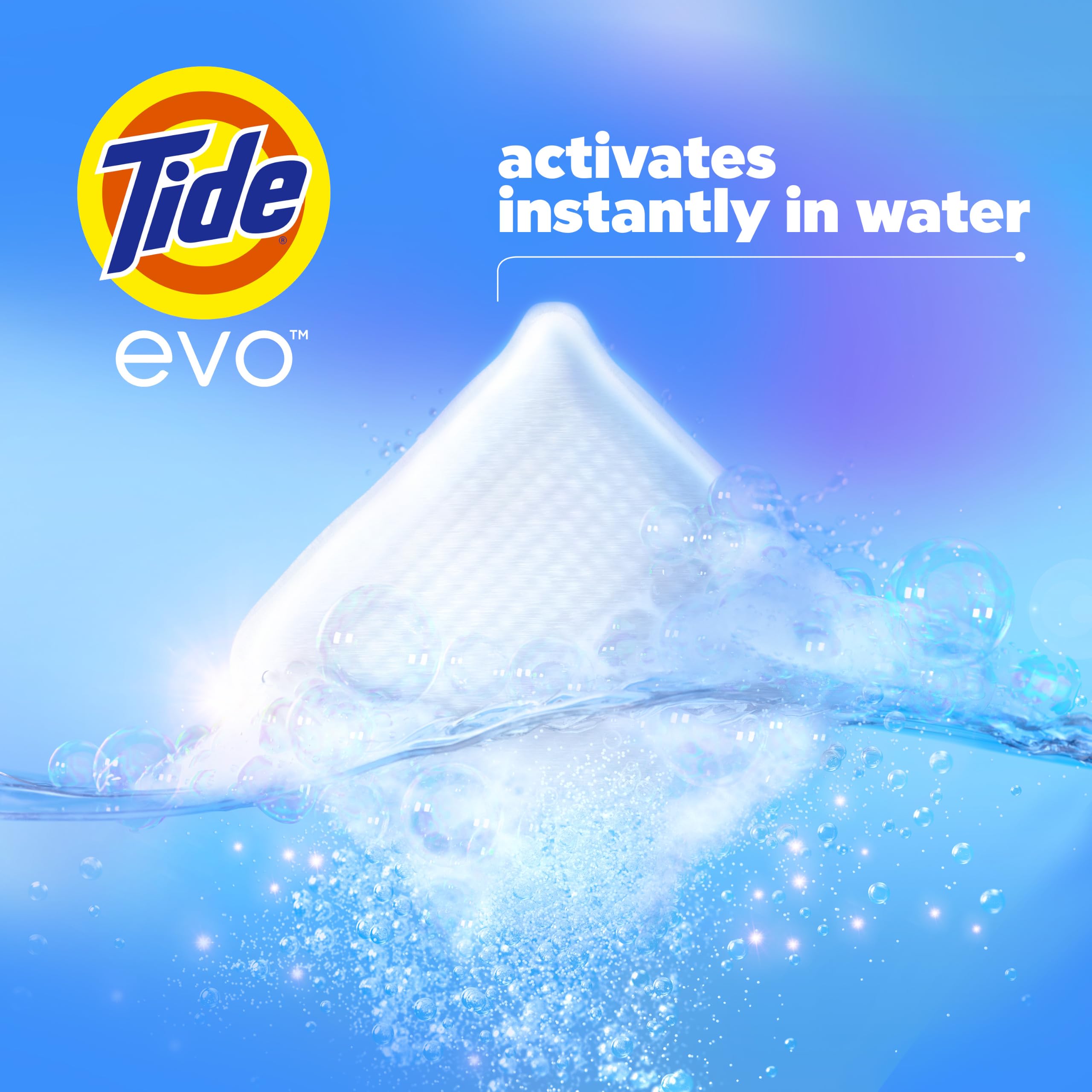 Tide evo recyclable box emphasizing compact, eco-friendly packing