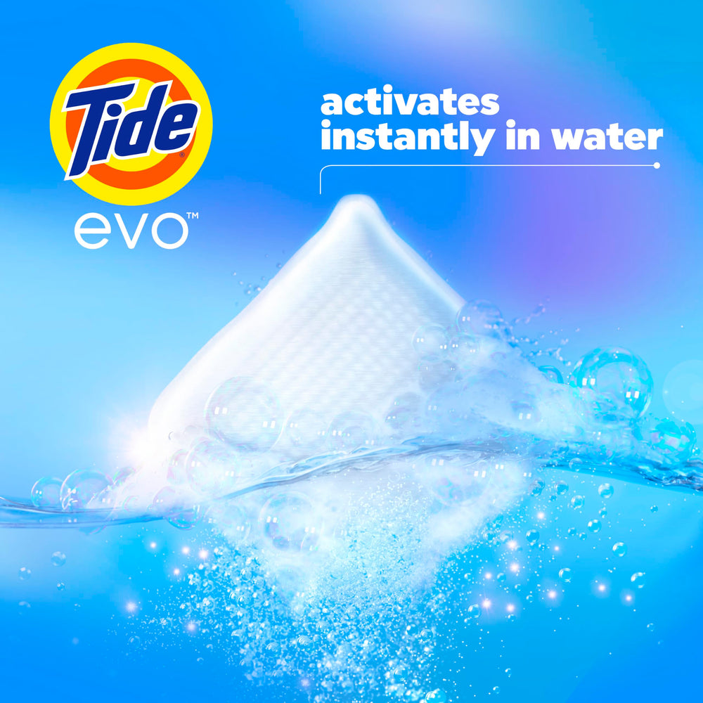 Tide evo recyclable box emphasizing compact, eco-friendly packing