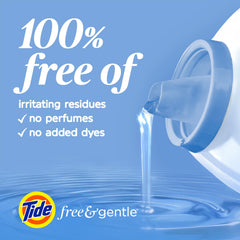 Pouring Tide Free & Gentle into cap demonstrating easy dosing and control
