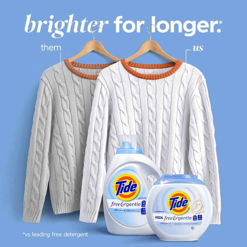 Close-up of Tide Free & Gentle liquid texture highlighting concentrated cleaning