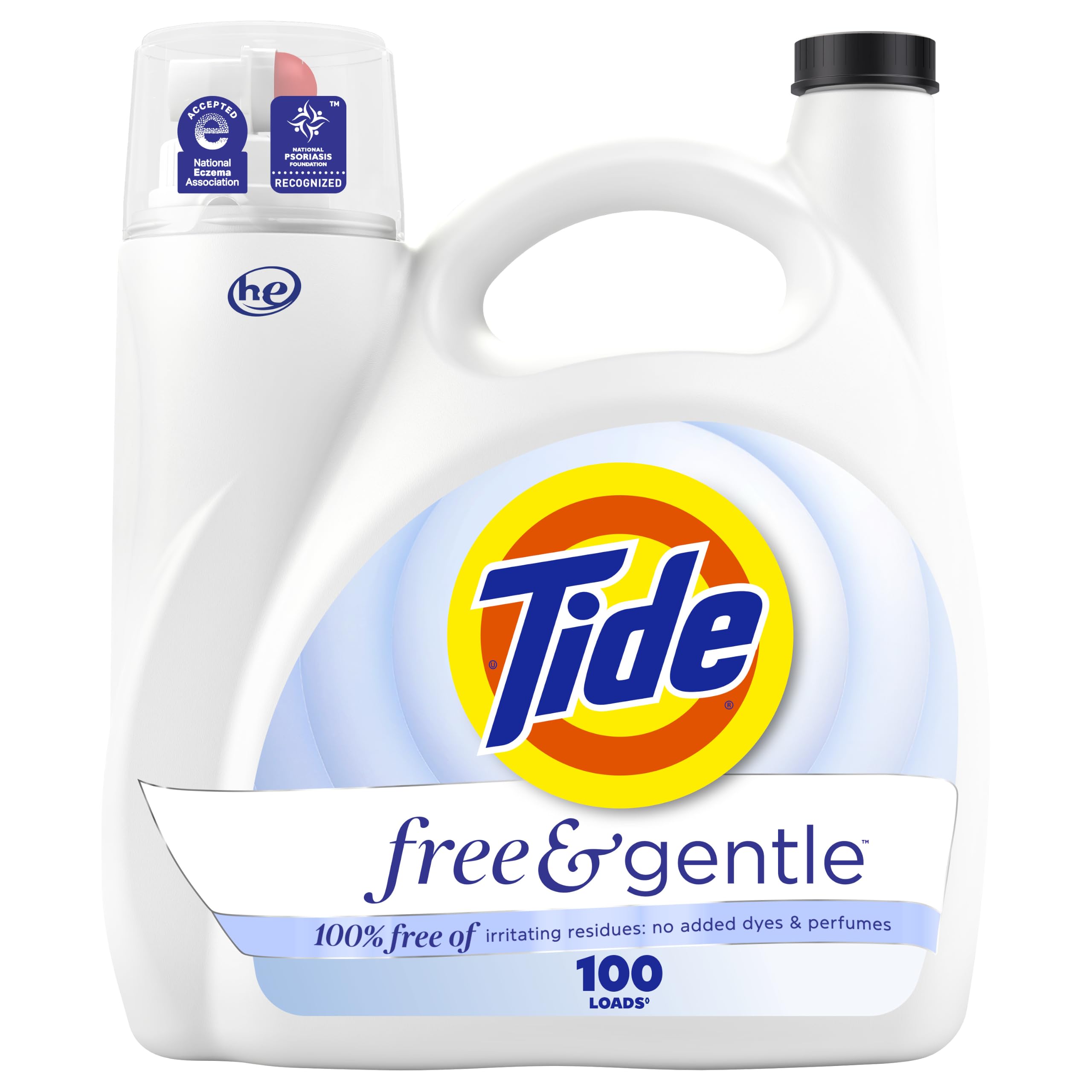 Tide Free & Gentle front packaging showing unscented formula benefit
