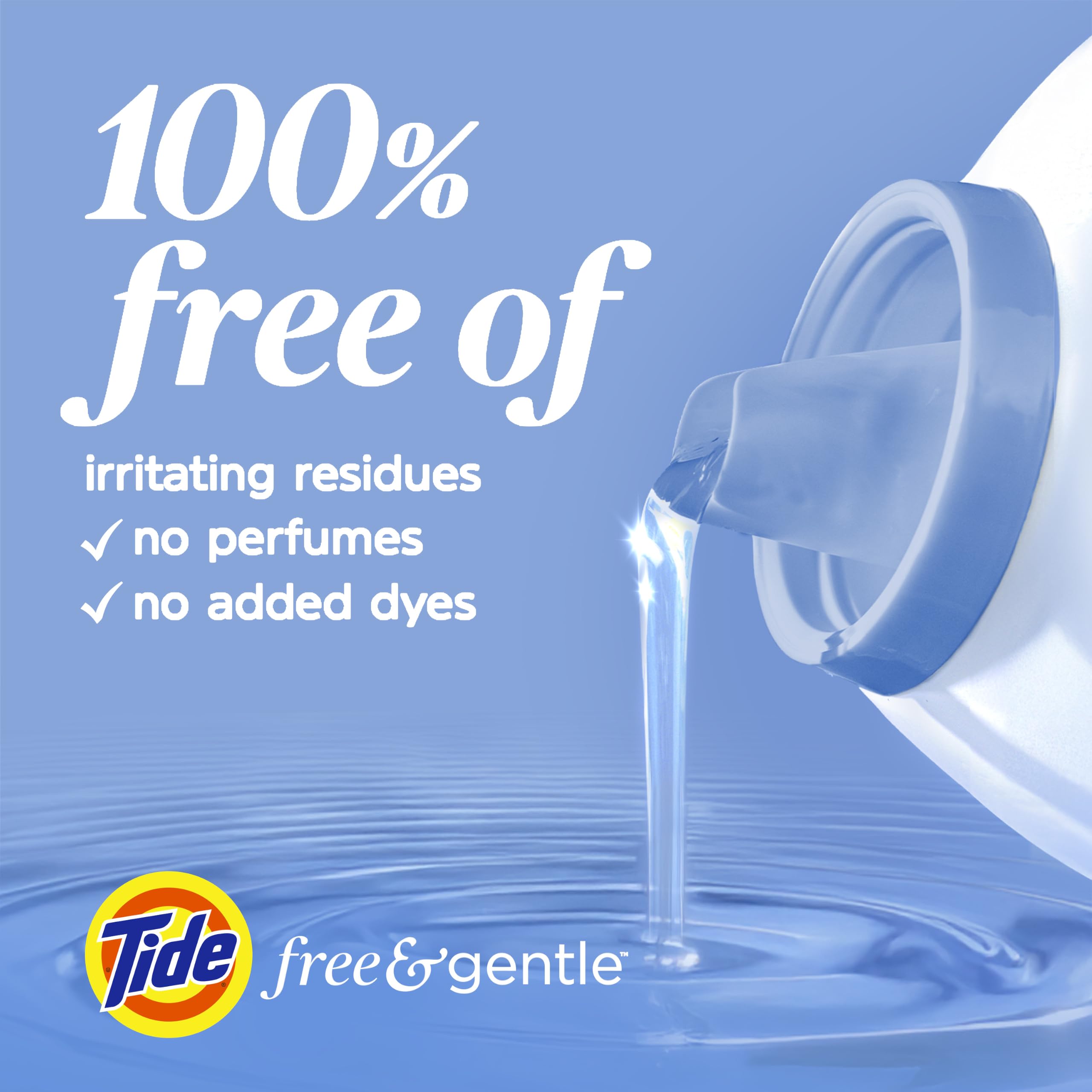 Tide label close-up highlighting certifications and gentle formula benefits