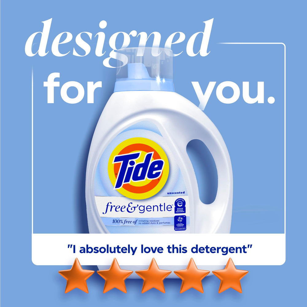 132 fl oz Tide bottle next to common household items showing full-size value