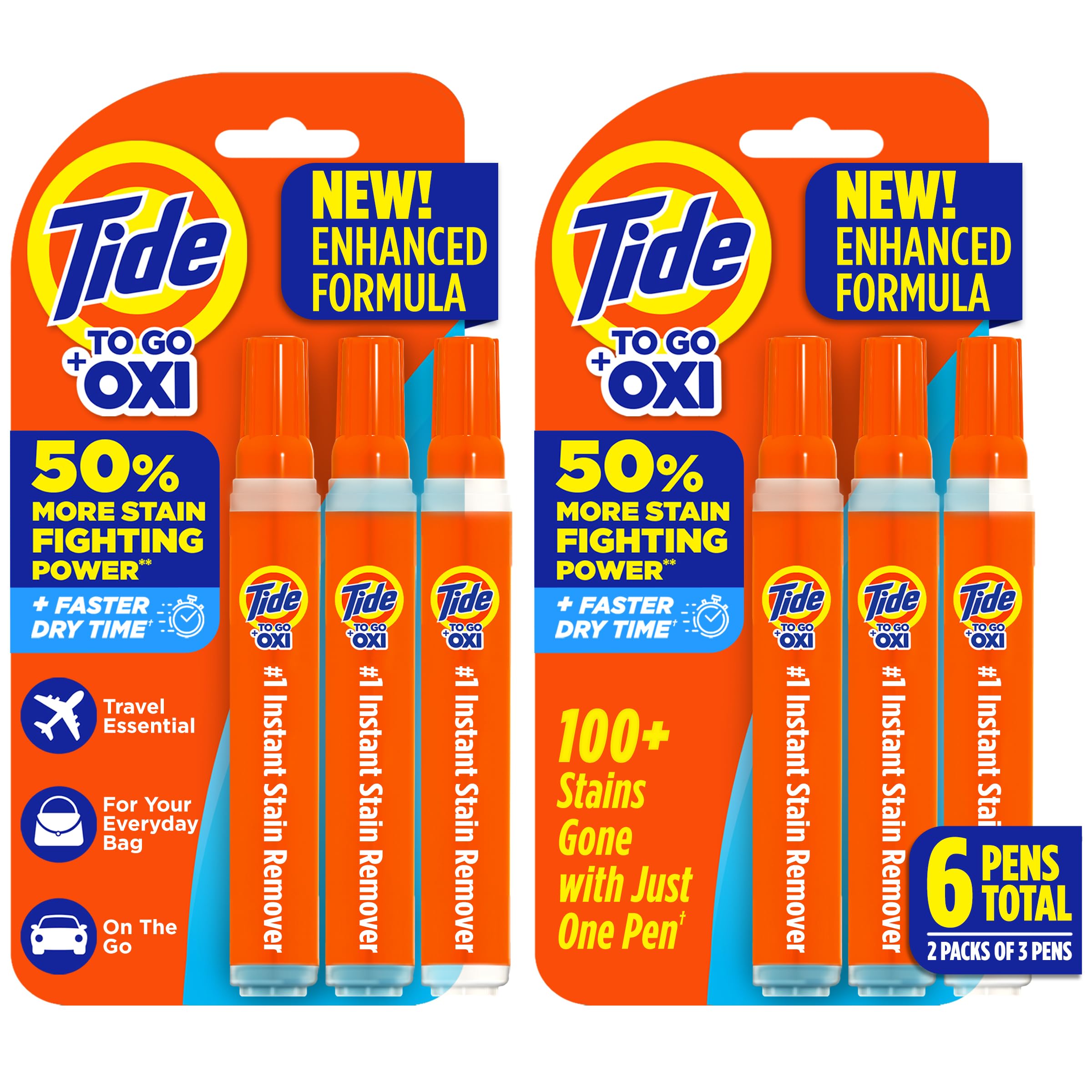Tide To Go front packaging showing three pens and compact pack benefits