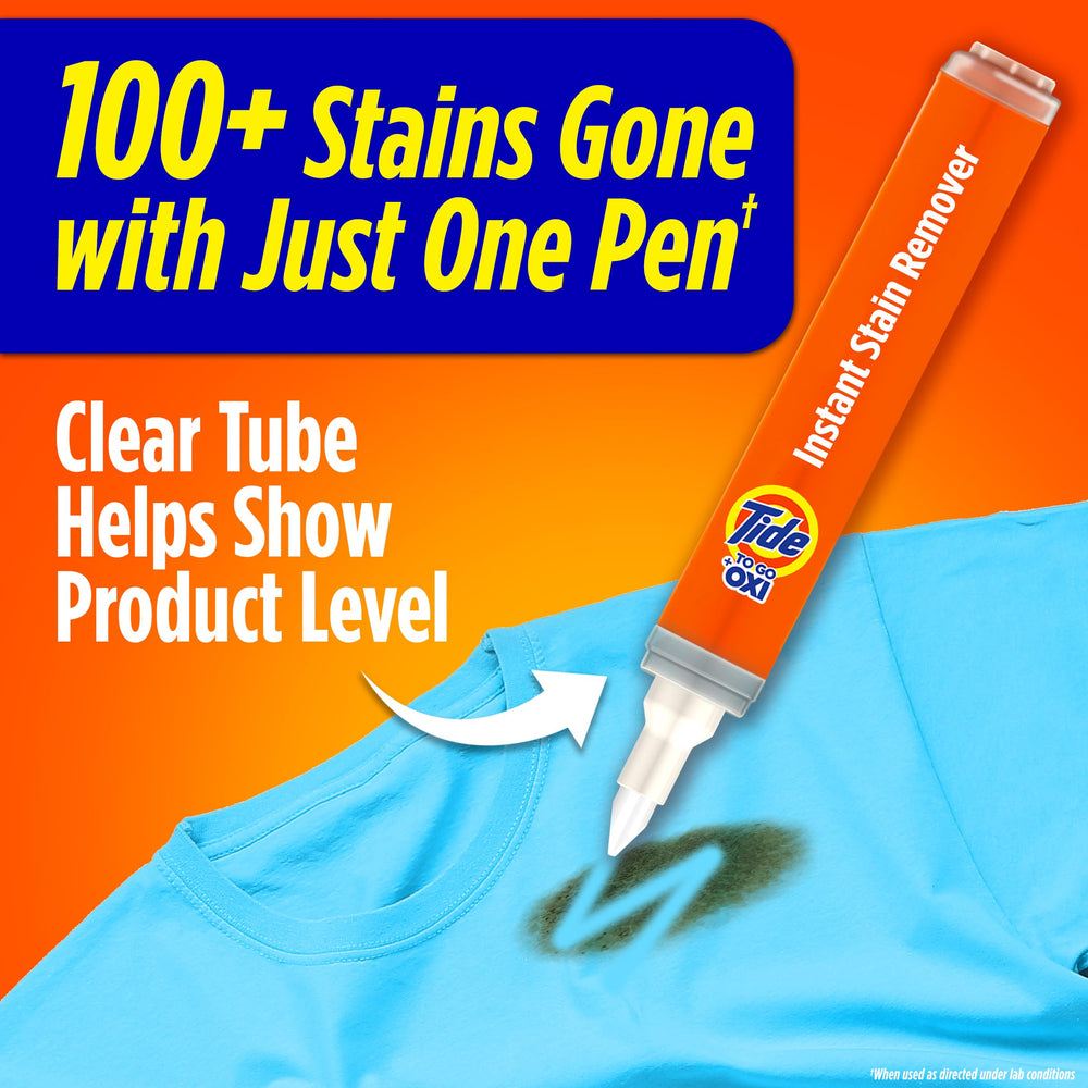 Tide To Go pen close-up of applicator tip demonstrating precise stain treatment