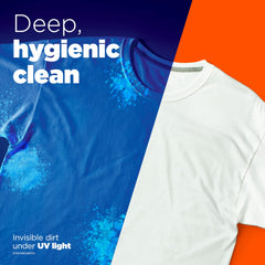 Tide Ultra Hygienic Clean in-wash view with suds illustrating removal of visible and invisible soils