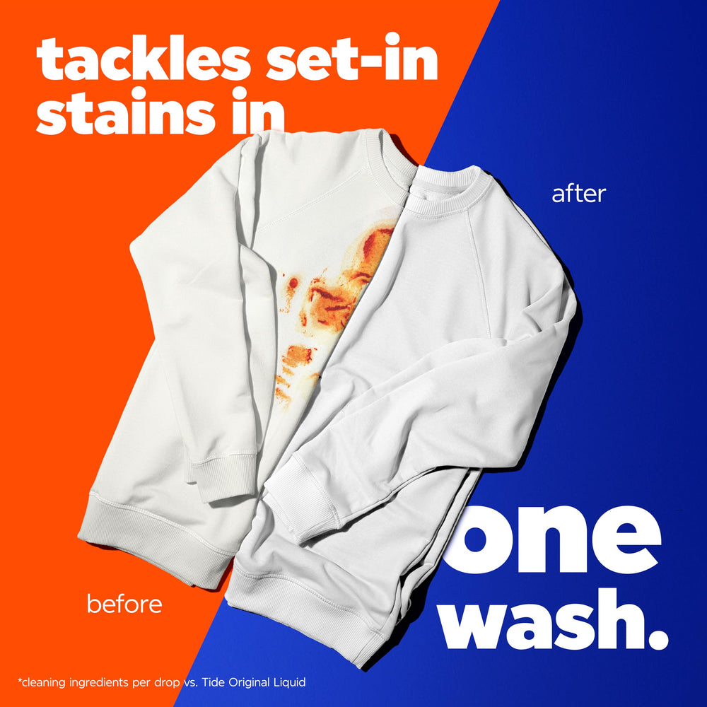 Tide pouring action into washer to show easy pour and spill control